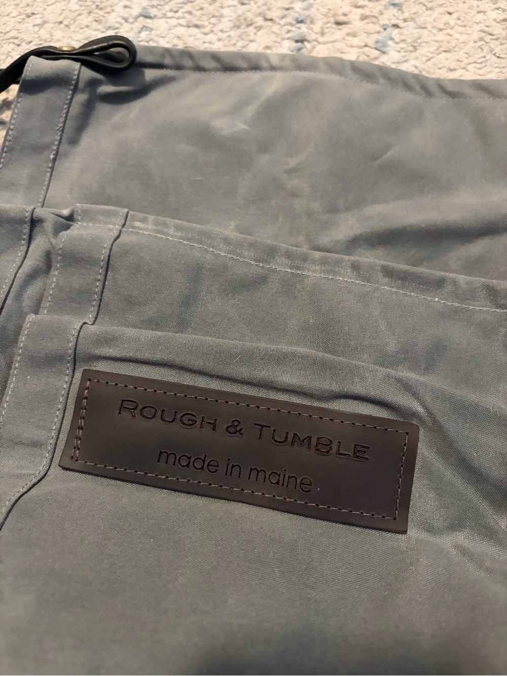 Rough & Tumble Maine Gray Waxed Canvas Tote Bag Leather Straps Utility Shoulder - Picture 8 of 11